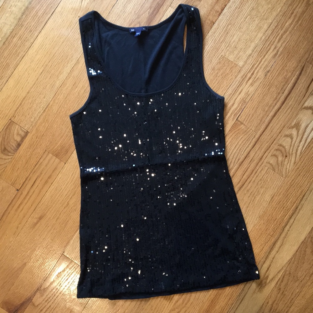 GAP Black Sequin Tank Top